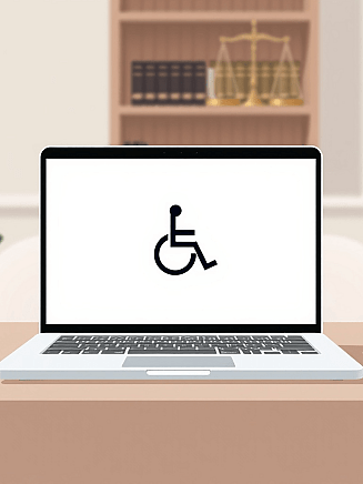 Ein Laptop zeigt ein Symbol für Barrierefreiheit.